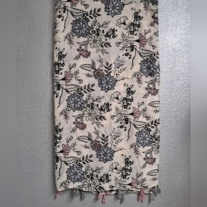 Floral Scarf/Sarong/Tablecloth With Fringe